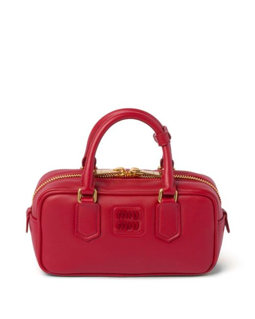 Miu Miu Red Arcadie Leather Tote Bag