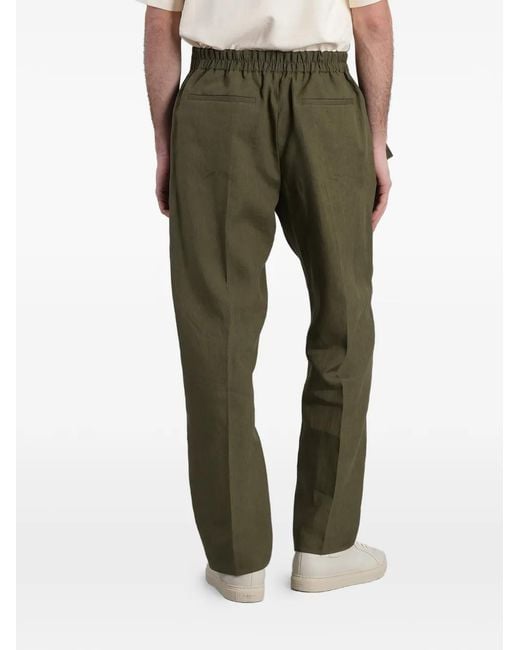 Paul Smith Green Belted Pressed-Crease Trousers for men