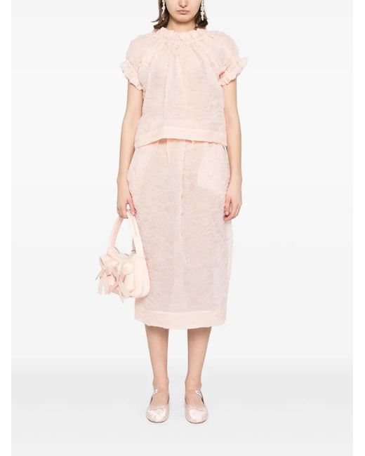 Simone Rocha Pink Jupe À Taille Volantée