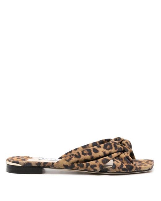 Jimmy Choo Brown Avenue Leopard-print Sandals
