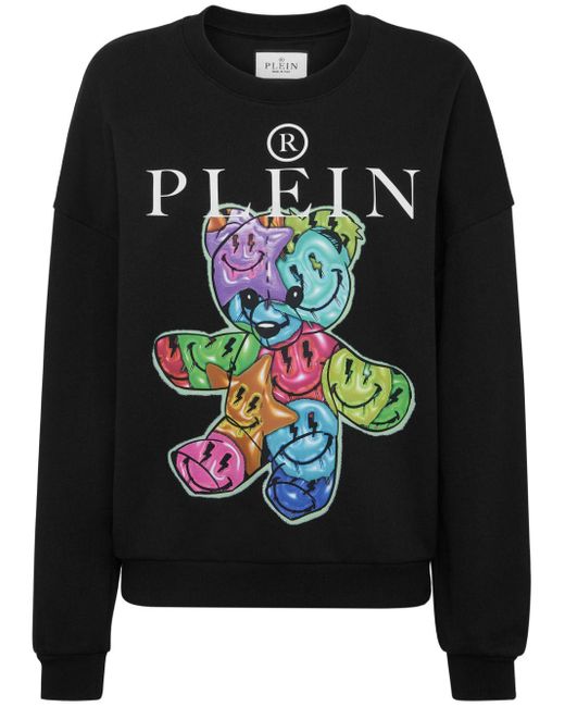 Philipp Plein Black Sweatshirt mit Logo-Print