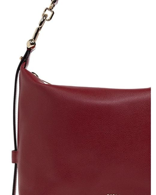 Furla Red Chain-Detail Leather Shoulder Bag