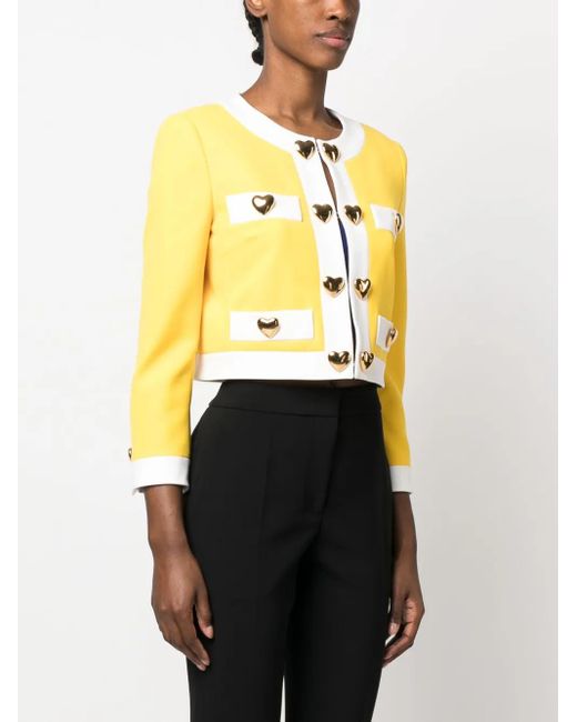 Moschino Metallic Crop Jacket With Applique
