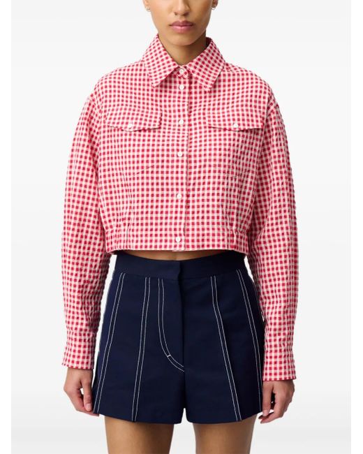 Claudie Pierlot Red Gingham-Check Shirt