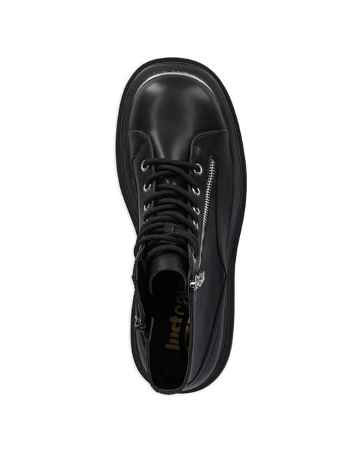 Just Cavalli Black Side-Zip Lace-Up Boots for men