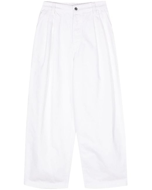 Bottega Veneta Geplooide Jeans Met Wijde Pijpen in het White