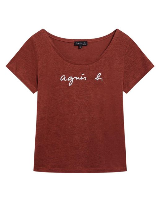 Agnes B. Red Brando Linen T-shirt