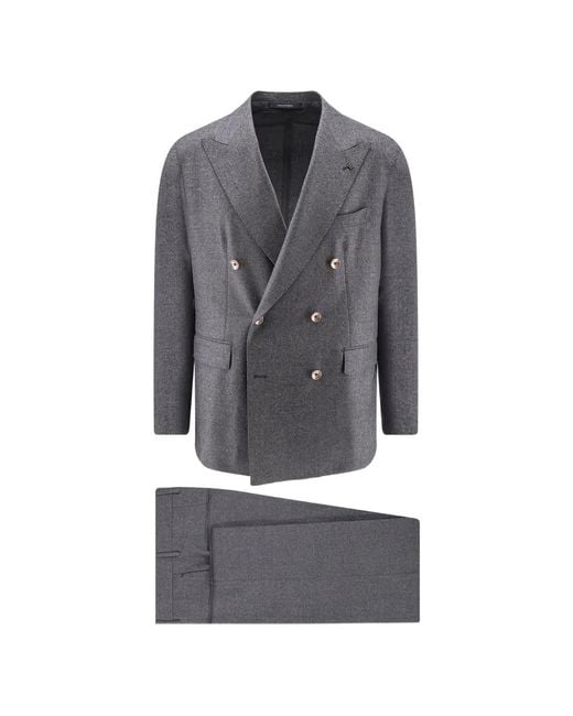 Tagliatore Gray Double-Breasted Wool Suit for men