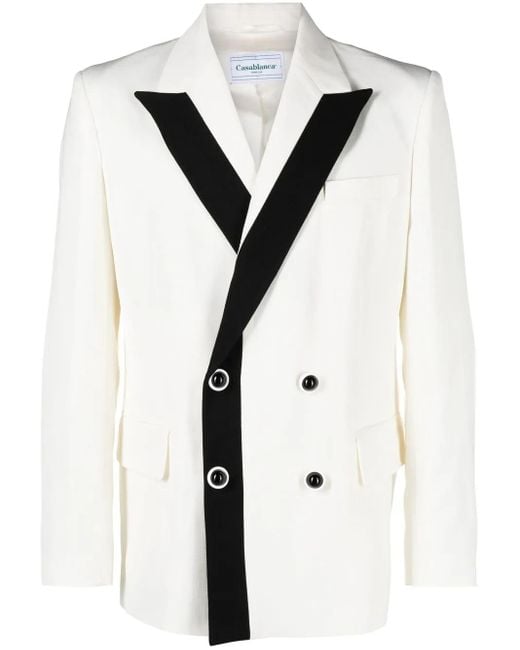 Casablanca Black Contrast-Lapel Double-Breasted Blazer for men