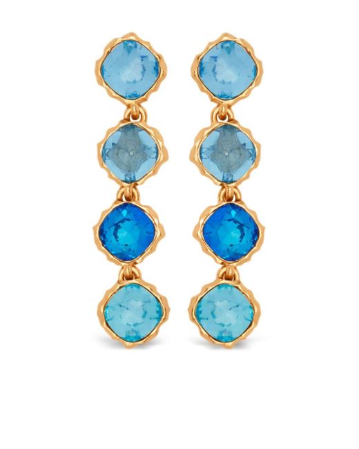 Oscar de la Renta Blue Classic Crystal-embellished Earrings