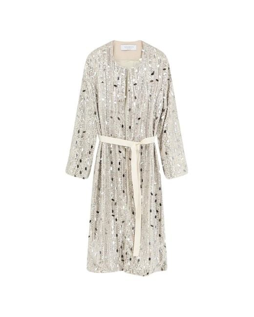 DE SANTIS White Sequin-Embellished Belted Coat