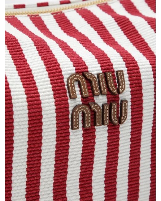 Miu Miu Red Striped Rope-Handle Shoulder Bag