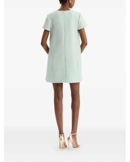 Oscar de la Renta Green Beaded Bow-Detail Shift Dress