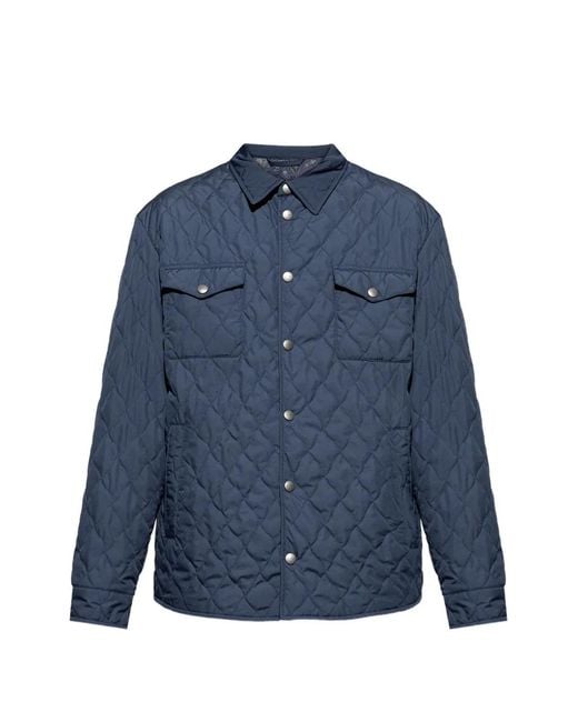 Etro Blue Quilted Pocket Overshirt for men