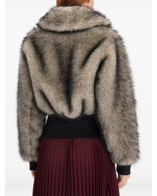 High Brown Brogue Faux-Fur Cropped Jacket