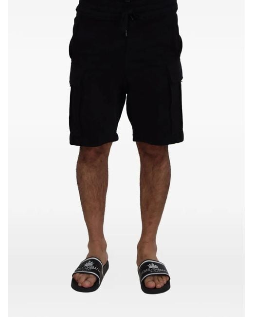 Dolce & Gabbana Black Cargo Shorts for men