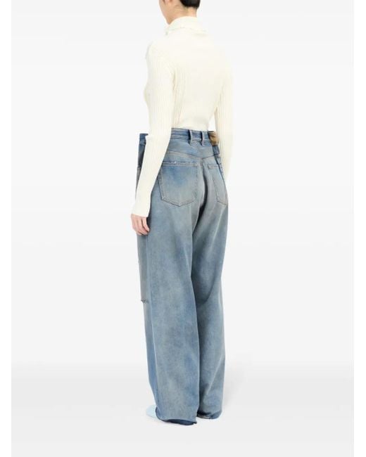 MM6 by Maison Margiela Blue Wide-Leg Denim Cotton Jeans