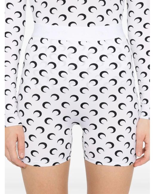 MARINE SERRE White Moon Printed Jersey Mini Shorts
