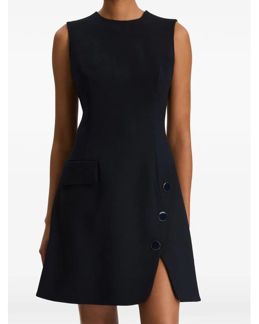 Oscar de la Renta Black Button-Detailed Sleeveless Dress