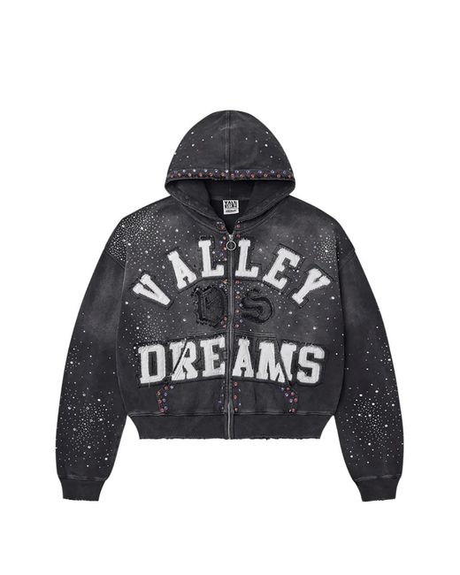VALE FOREVER Black Embellished Zip-Up Hoodie for men