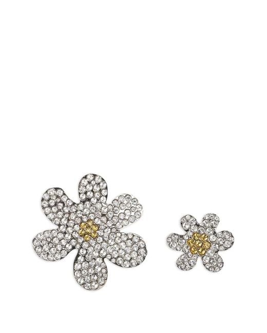 Marni White Pins Asymétriques À Ornements En Cristal