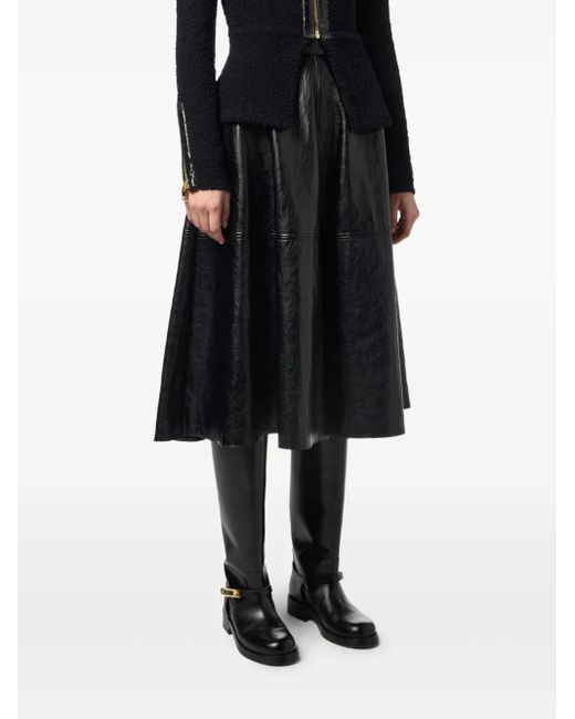 Elisabetta Franchi Black Flared Midi Skirt With High Waist