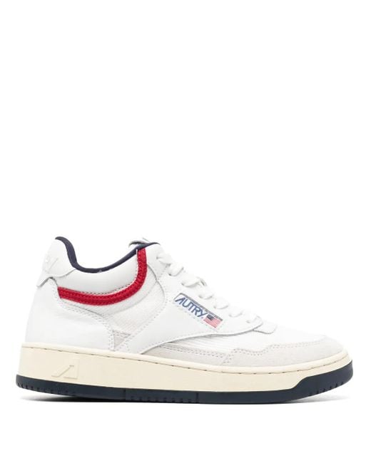 Autry White Open Mid Lace-Up Sneakers
