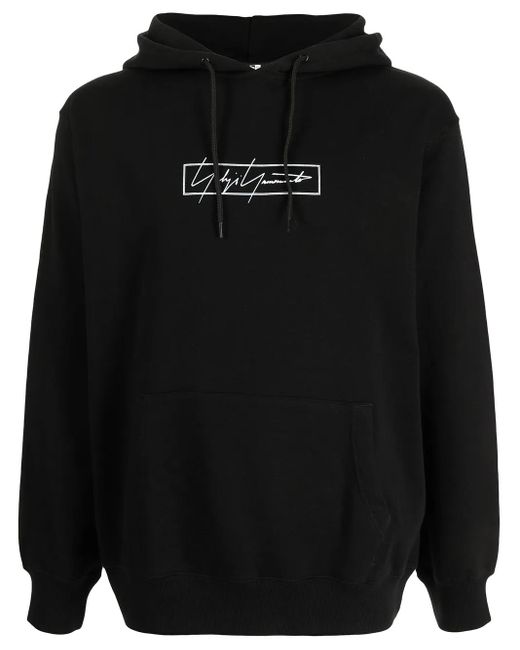 Yohji Yamamoto Black Logo-Print Hoodie for men