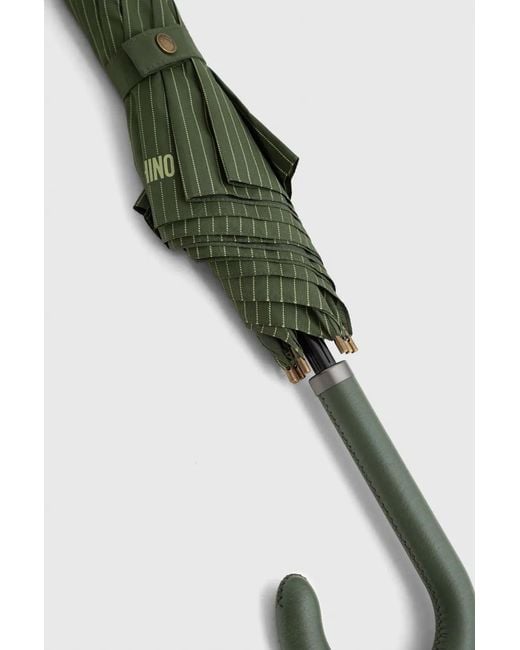 Moschino White Pinstripe-Pattern Umbrella