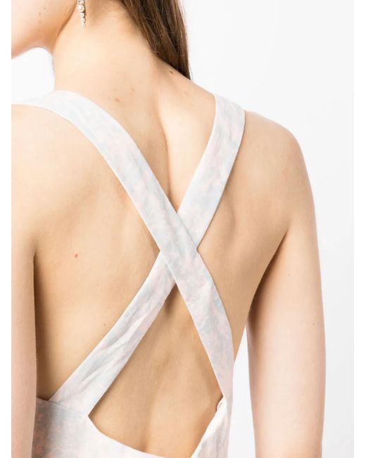 Philosophy Di Lorenzo Serafini White Abstract-Print Fluted Dress