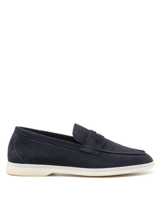 Scarosso Blue Luciana Penny-slot Suede Loafers