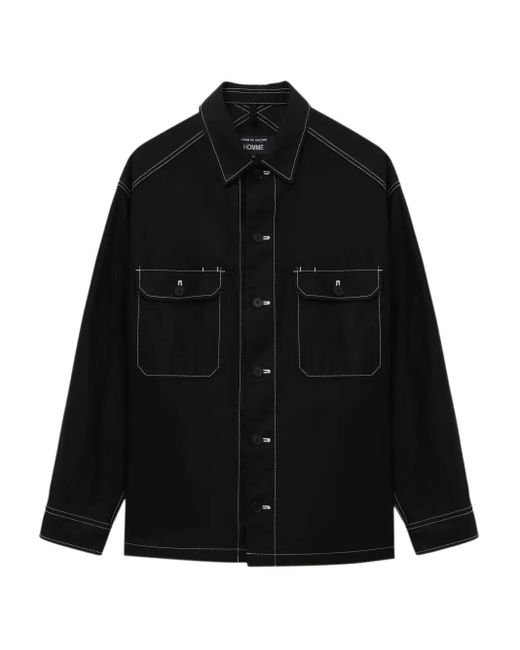 メンズ Comme des Garçons コントラストステッチ シャツ Black