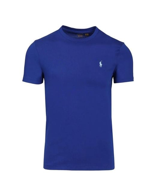 Polo Ralph Lauren Blue Embroidered-Logo T-Shirt for men
