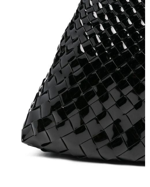 Dragon Diffusion Black Patent-Leather Woven Tote Bag
