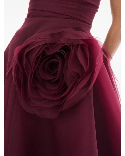 Ana Radu Purple Floral-Appliqué Strapless Dress