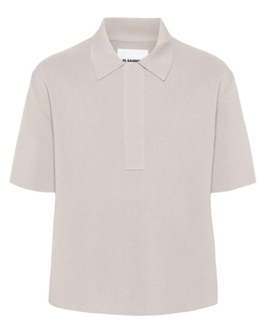 Jil Sander White Knitted Polo Shirt for men