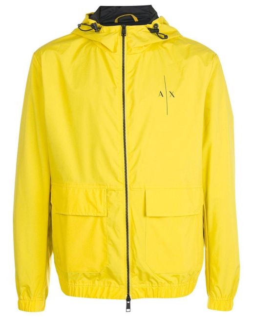 Armani Exchange Yellow Logo-print Hooded Windbreaker for men