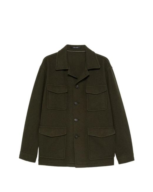 Tagliatore Green Buttoned Shirt Jacket for men