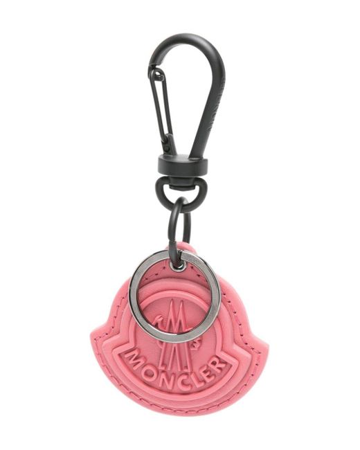 Porte-clés en cuir à logo appliqué Moncler en coloris Pink