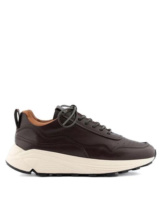 Buttero Black Vinci Perforated Lace-Up Leather Sneakers for men