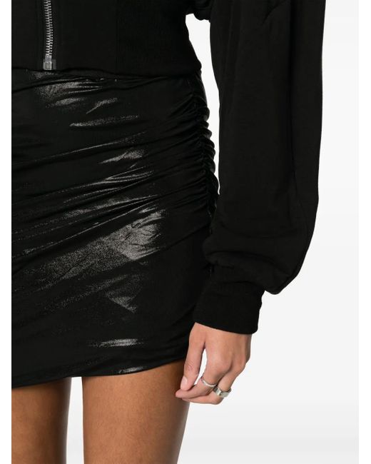 Rick Owens Black Jade High-Shine Draped Miniskirt