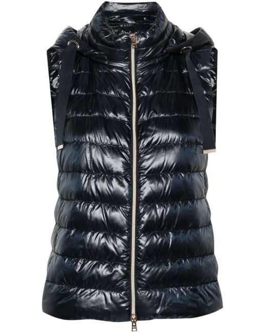 Herno Black Quilted Hooded Gilet