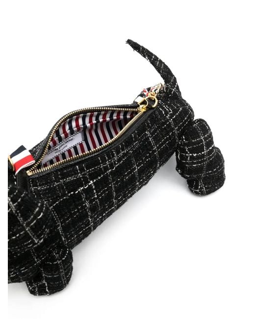 Thom Browne Black Mini Hector Tweed Shoulder Bag for men