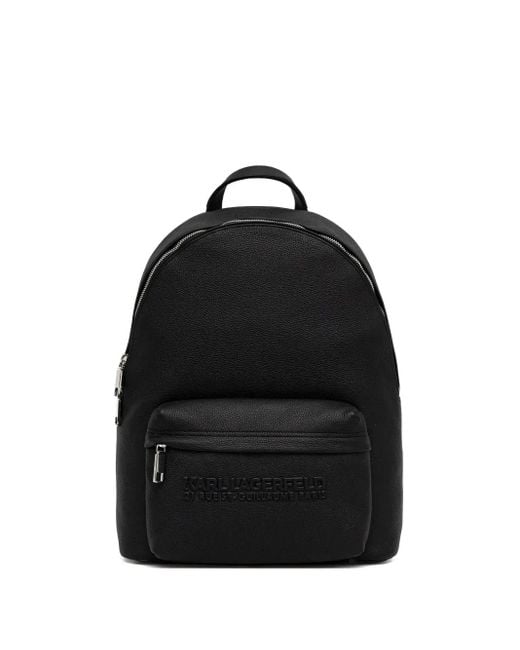 Karl Lagerfeld Black Embossed-Logo Backpack for men