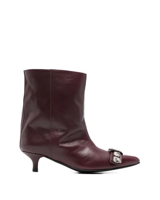 Toga Purple Toe-Embellished Leather Boots