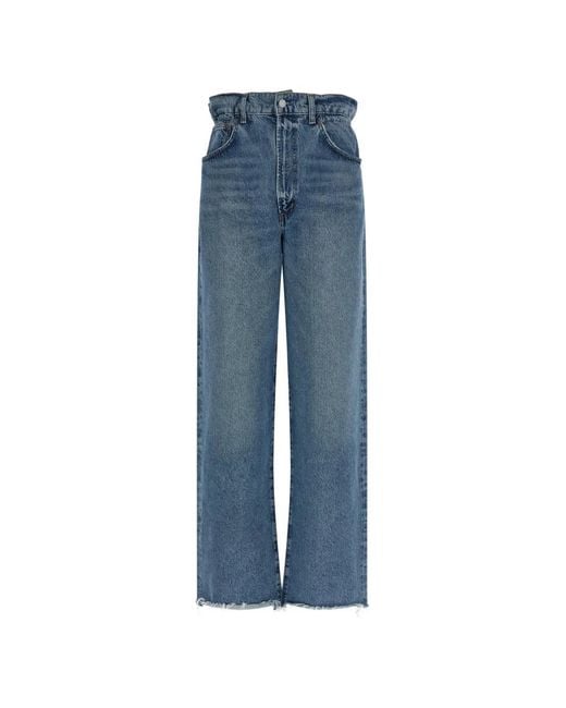 Agolde Blue Lyonne Frayed-Hem Jeans
