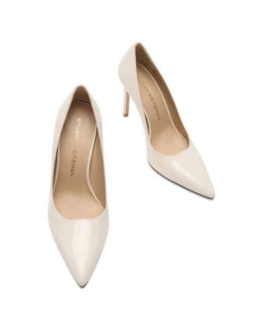 Stuart Weitzman White Pointed-Toe Pumps