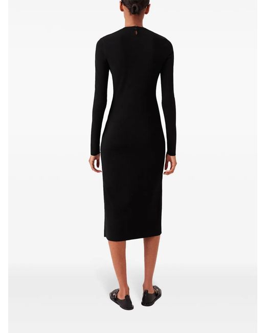 Stella McCartney Black Long-Sleeve Leg-Slit Dress
