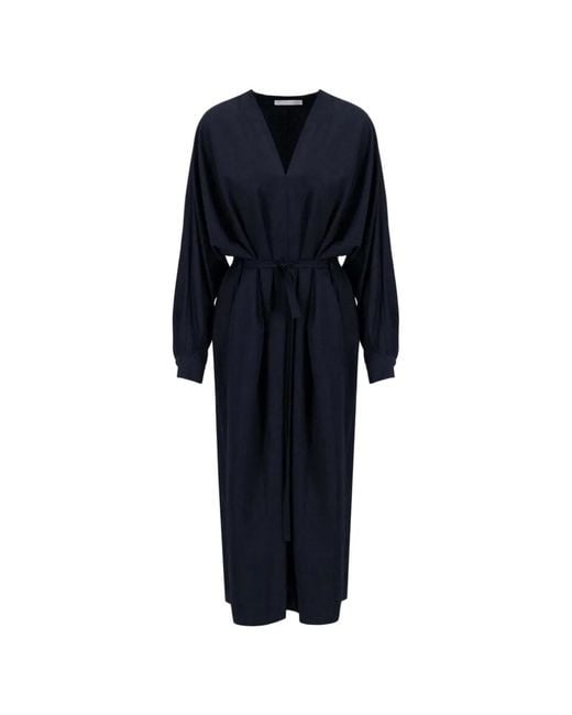 Harris Wharf London Blue V-Neck Tie-Waist Midi Skirt