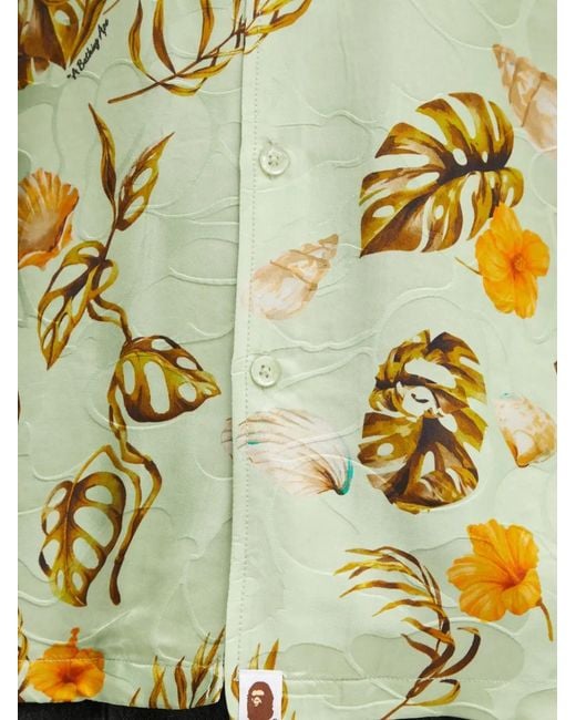 A Bathing Ape Green Floral Short-Sleeve Shirt for men